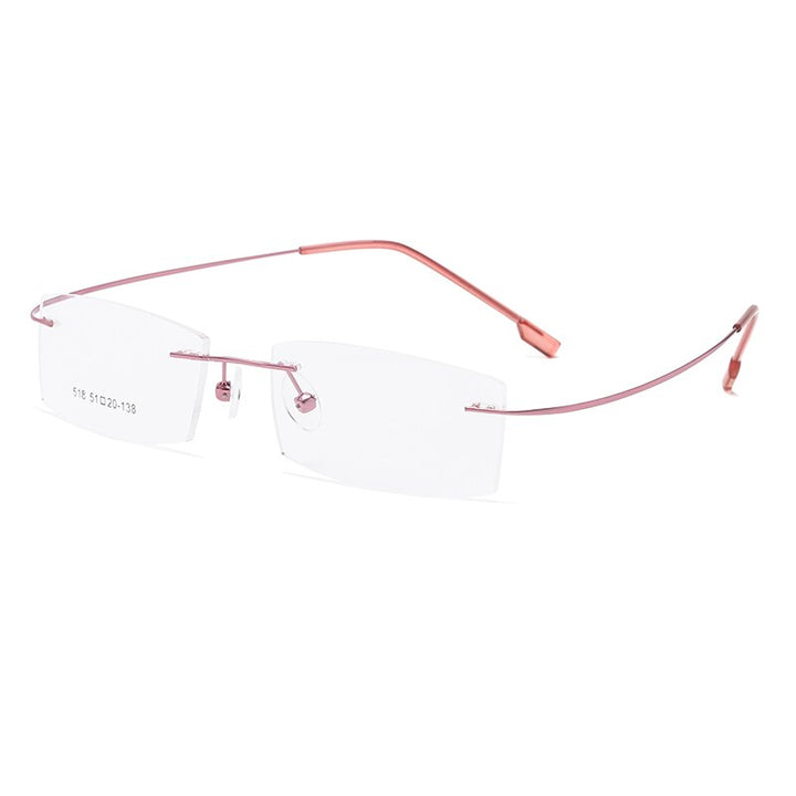 Zirosat 518 Women's Eyeglasses Memory Titanium Rimless Rimless Zirosat pink  