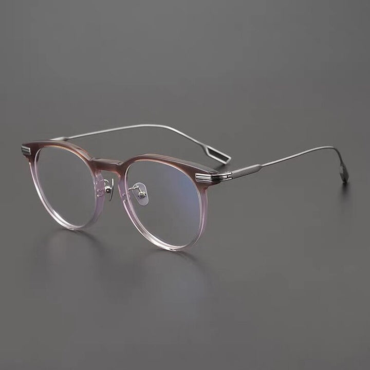 Gatenac Unisex Full Rim Round Titanium Acetate Frame Eyeglasses Gxyj702 Full Rim Gatenac Pink  