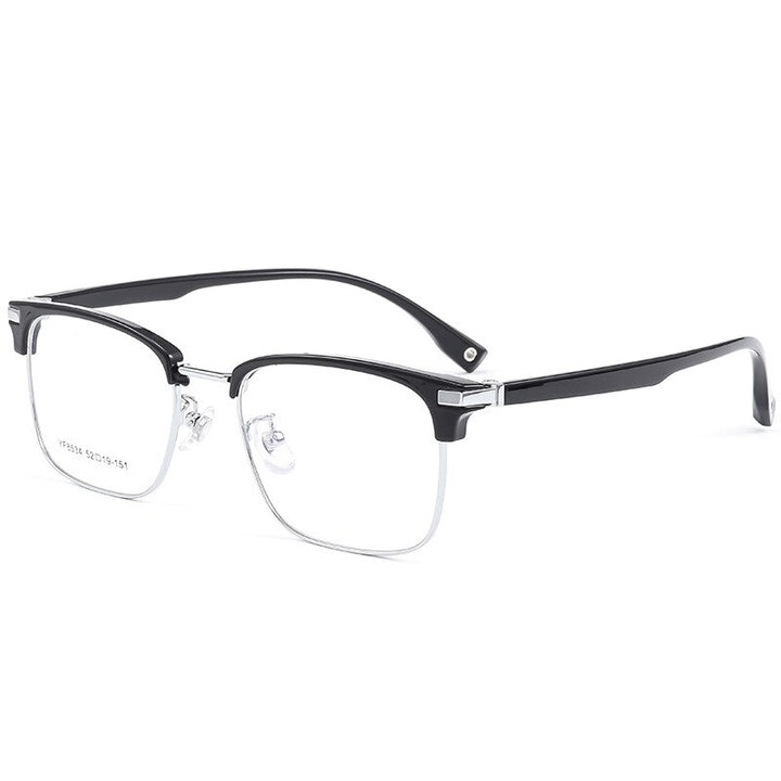 Yimaruili Men's Full Rim Square Electroplated Alloy Frame Eyeglasses 8534YF Full Rim Yimaruili Eyeglasses Black Silver  