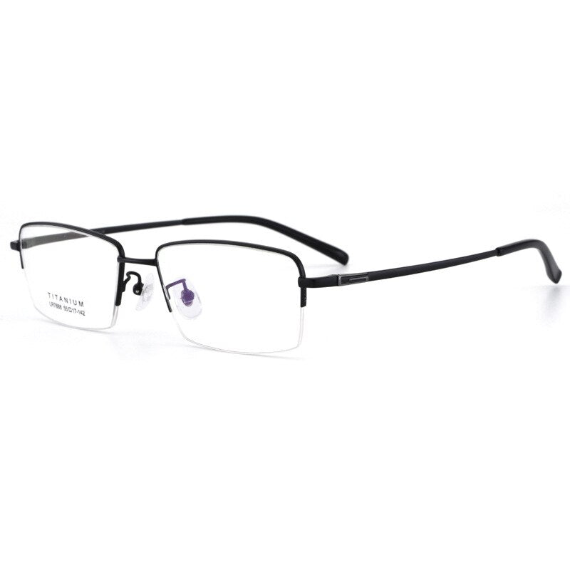 Men's Half Rim Titanium Frame Eyeglasses Lr7888 Semi Rim Bclear Black  