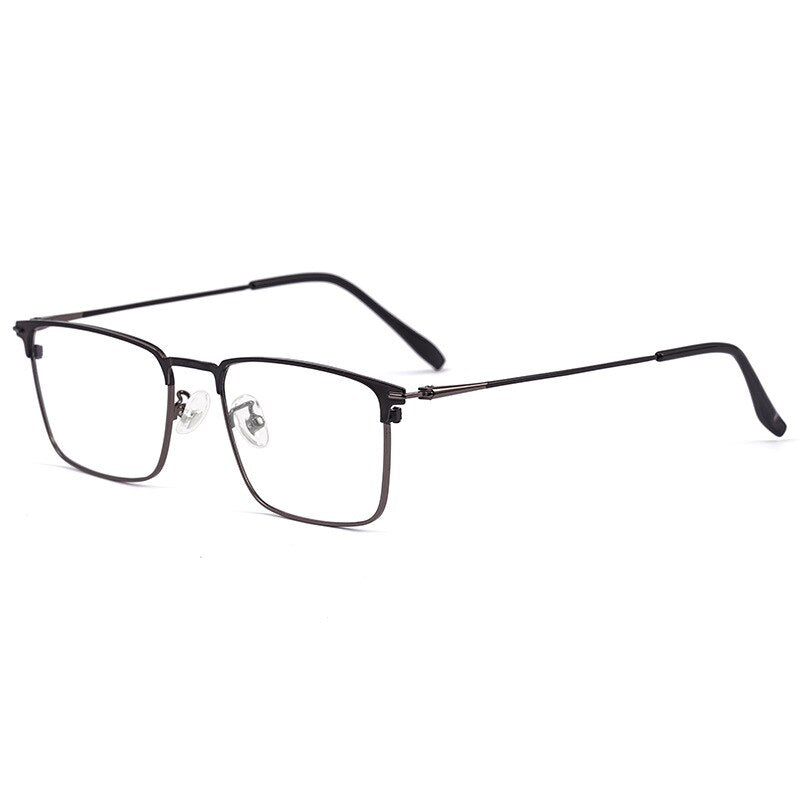 Yimaruili Men's Full Rim Square Two Tone Titanium Plated Frame Eyeglasses Y0606 Full Rim Yimaruili Eyeglasses Black Gun  