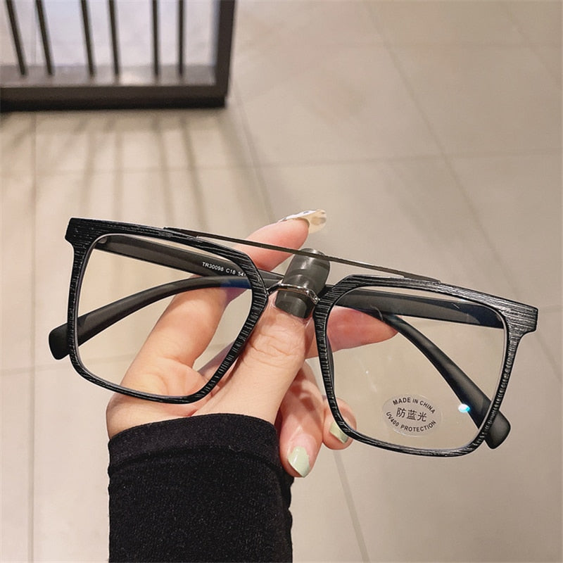 Cubojue Unisex Full Rim Square Tr 90 Titanium Double Bridge Reading Glasses 30098 Reading Glasses Cubojue   