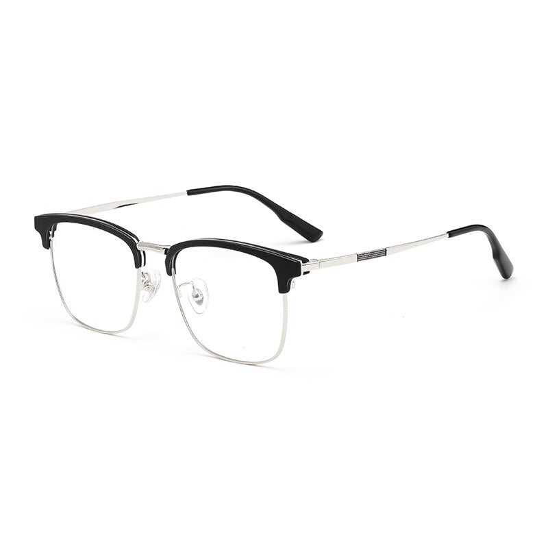 Yimaruili Men's Full Rim Square β Titanium Frame Eyeglasses 2312YJ Full Rim Yimaruili Eyeglasses Black Silver  