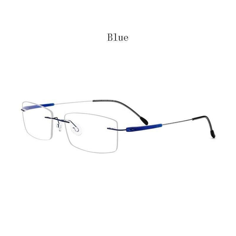 Hdcrafter Unisex Rimless Rectangle Titanium Frame Eyeglasses 3125 Rimless Hdcrafter Eyeglasses C06 Blue  