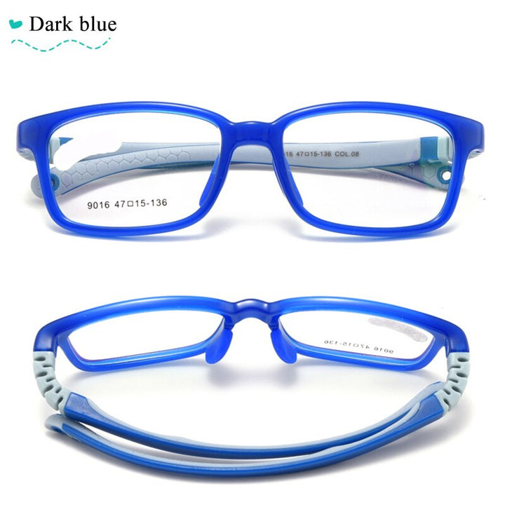 Children's Unisex Plastic Titanium Full Rim Frame Eyeglasses 9016 Full Rim Bclear dark blue  