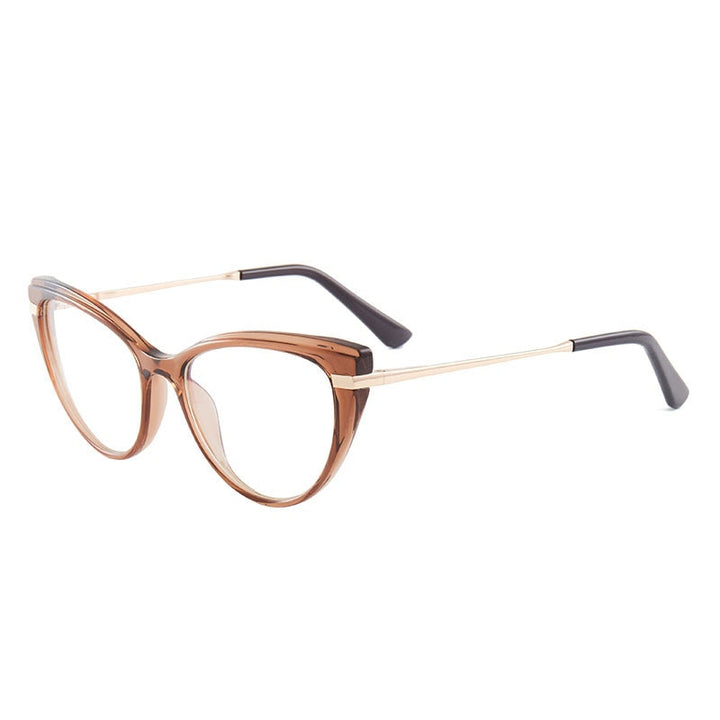 Hotony Women's Full Rim TR 90 Resin Cat Eye Frame Eyeglasses 7025 Full Rim Hotony Tea  