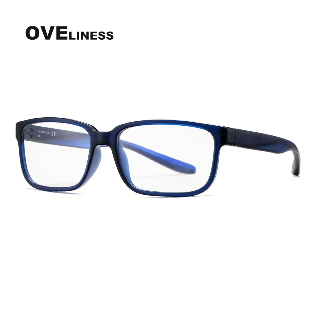 Oveliness Men's Full Rim Square Tr 90 Titanium Eyeglasses 7102 Full Rim Oveliness dark blue  