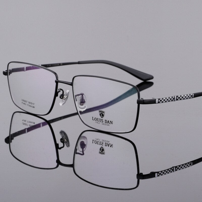 Men's Square Full Rim Titanium Frame Eyeglasses Lb6657 Full Rim Bclear Black  
