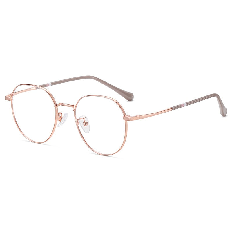 Yimaruili Unisex Full Rim Round Alloy Frame Eyeglasses Y1919 Full Rim Yimaruili Eyeglasses Rose Gold  