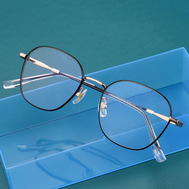 KatKani Unisex Full Rim Round β Titanium Alloy Square Frame Eyeglasses 0253308 Full Rim KatKani Eyeglasses   
