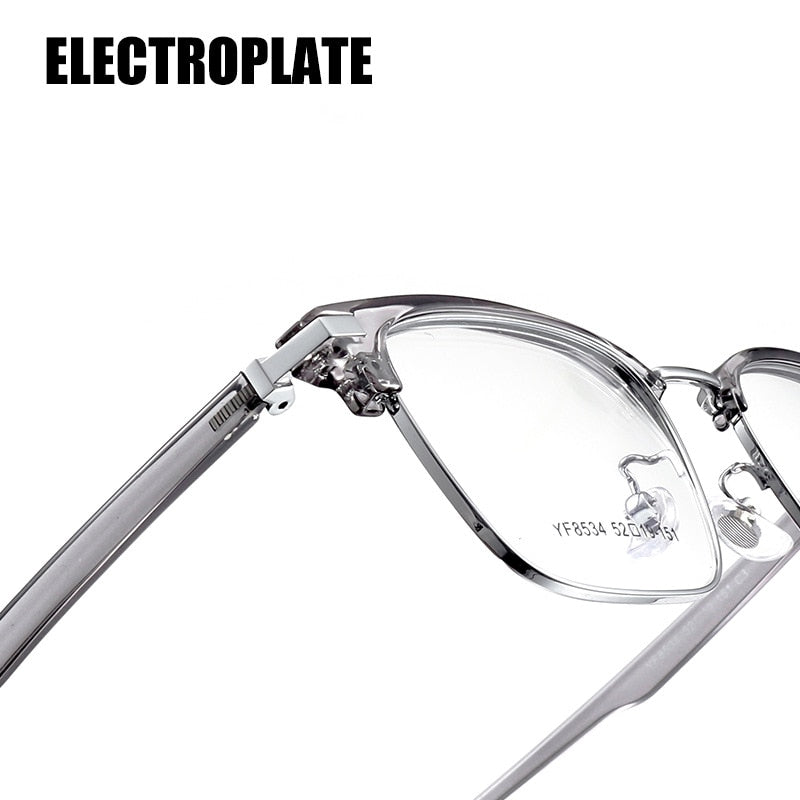 Yimaruili Men's Full Rim Square Electroplated Alloy Frame Eyeglasses 8534YF Full Rim Yimaruili Eyeglasses   