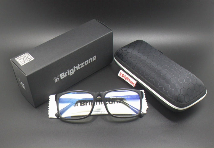 Men's Eyeglasses Computer Glasses Anti Blue Ray Light Cr39 Frame Brightzone Matte black Case 2  