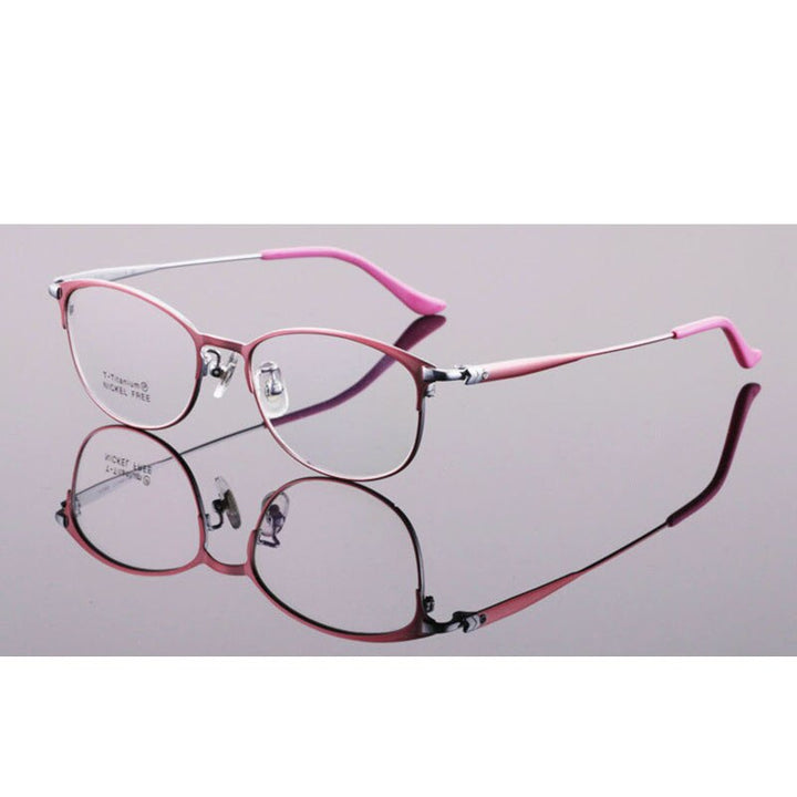 Aissuarvey Women's Full Rim Round Titanium Frame Eyeglasses  As166461 Full Rim Aissuarvey Eyeglasses Pink  