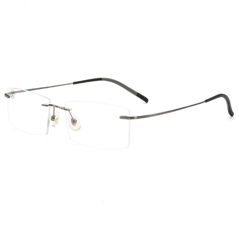 KatKani Men's Rimless IP Titanium AlloySquare Frame Eyeglasses 201703 Rimless KatKani Eyeglasses Gun  