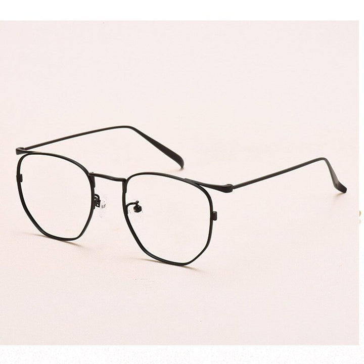 Muzz Men's Full Rim Round Polygon Titanium Frame Eyeglasses S10901 Full Rim Muzz Black  