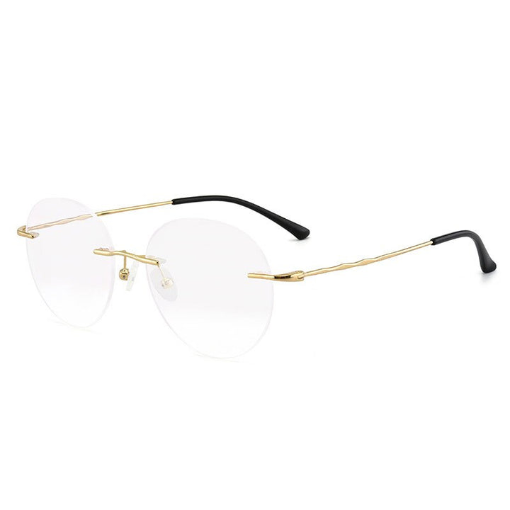 Hotochki Unisex Semi Rim Rectangular Alloy Frame Eyeglasses 7057 Semi Rim Hotochki Gold  