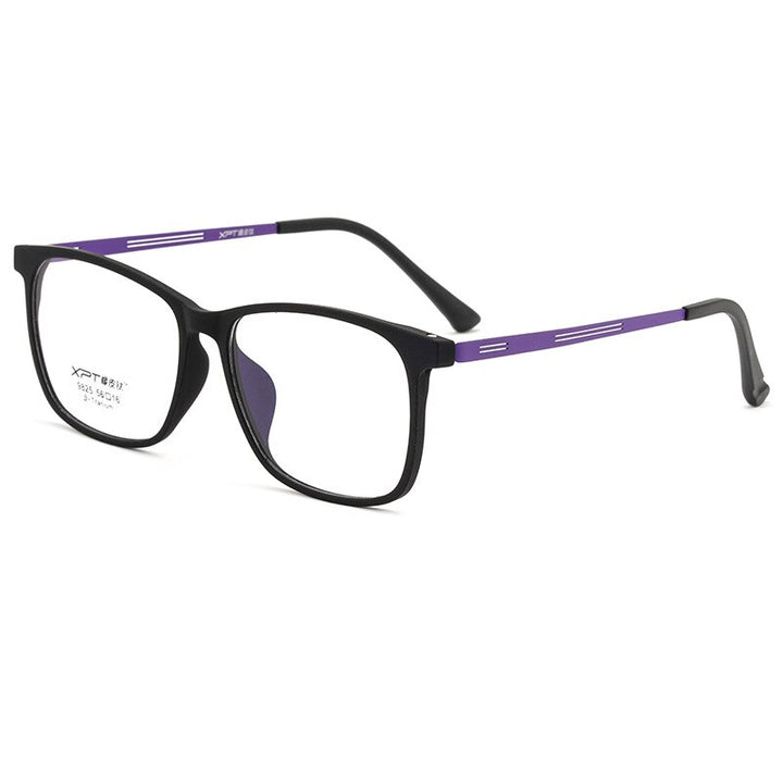 Gmei Men's Full Rim Big Square Tr 90 Titanium Eyeglasses 9825 Full Rim Gmei Optical Black Purple  