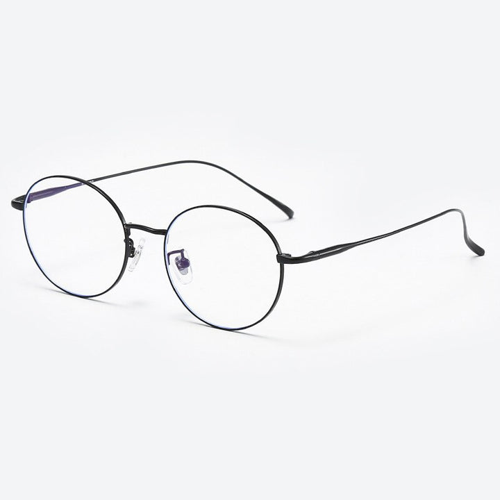 Aissuarvey Titanium Round Full Rim Frame Unisex Eyeglasses Full Rim Aissuarvey Eyeglasses black  