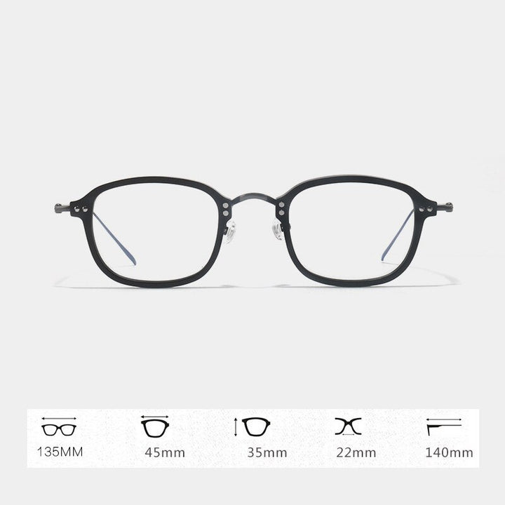 Gatenac Unisex Full Rim Square Titanium Acetate Frame Eyeglasses Gxyj364 Full Rim Gatenac   