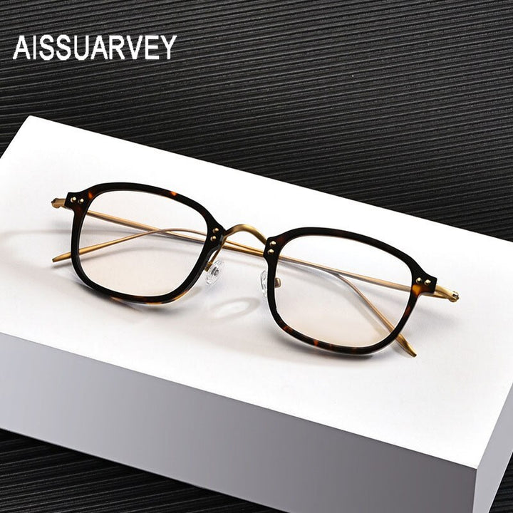 Aissuarvey Full Rim Square Titanium Frame Eyeglasses Unisex Full Rim Aissuarvey Eyeglasses   