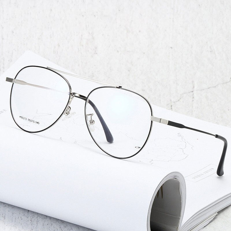 Handoer Unisex Full Rim Round Double Bridge Alloy Eyeglasses 90272 Full Rim Handoer   