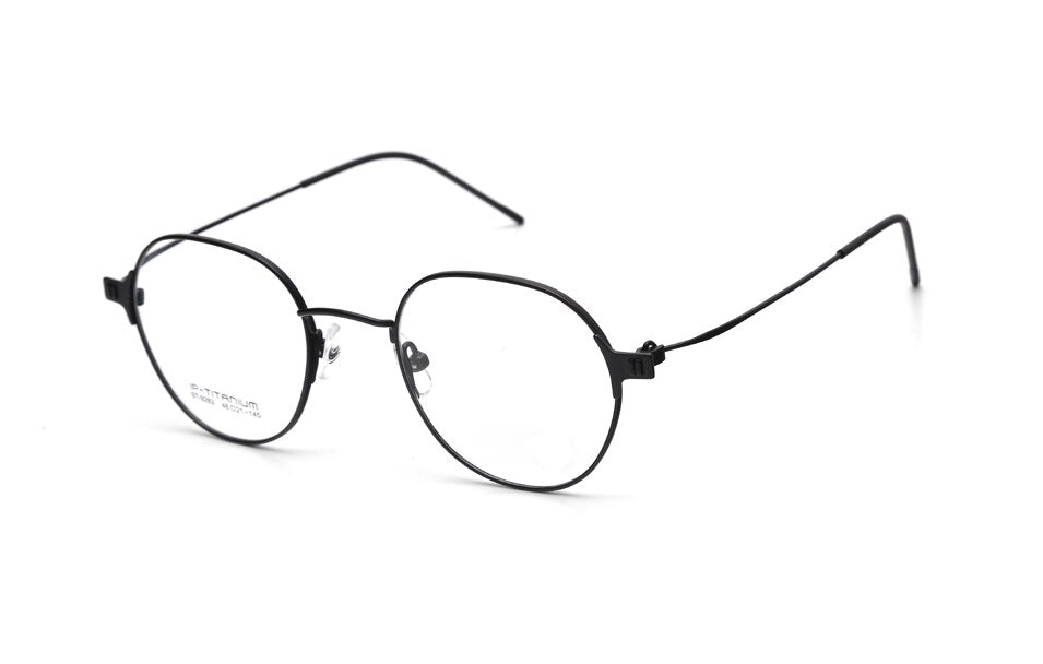 Muzz Men's Full Rim Round Square Titanium Frame Eyeglasses 9283 Full Rim Muzz Black  