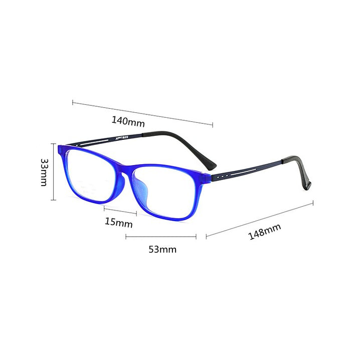 KatKani Unisex Full Rim TR 90 β Titanium Square Frame Eyeglasses K9823 Full Rim KatKani Eyeglasses   