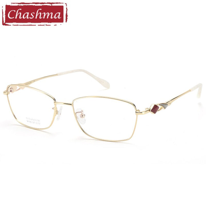 Women's Titanium Full Rim Frame Eyeglasses 9100 Full Rim Chashma Beige  