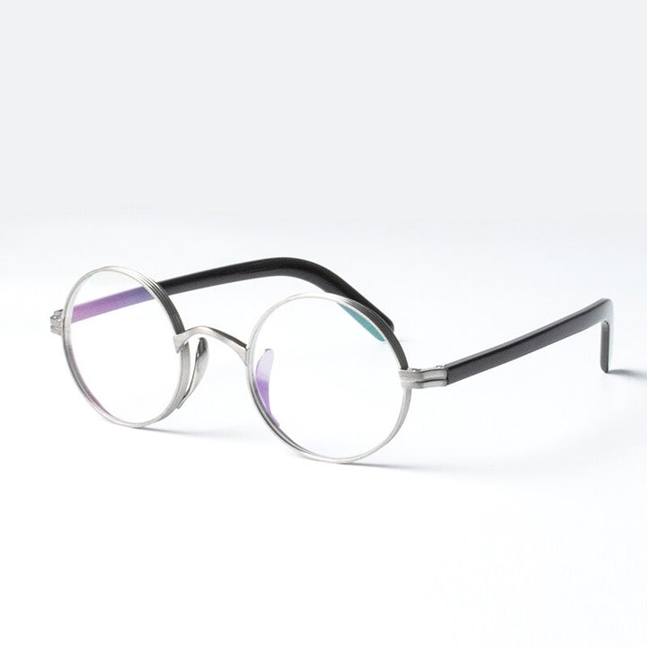 Aissuarvey Full Round Rim Titanium Acetate Frame Unisex Eyeglasses Frame Aissuarvey Eyeglasses Silver  