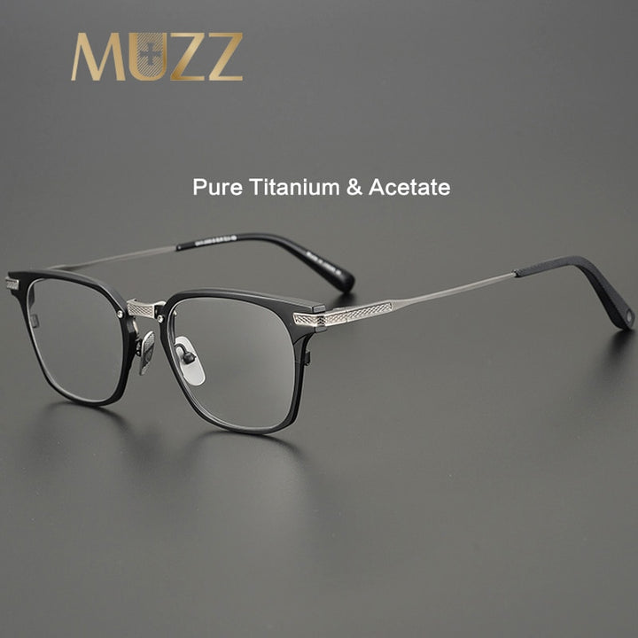 Muzz Unisex Full Rim Square Titanium Acetate Frame Eyeglasses 2068 Full Rim Muzz   
