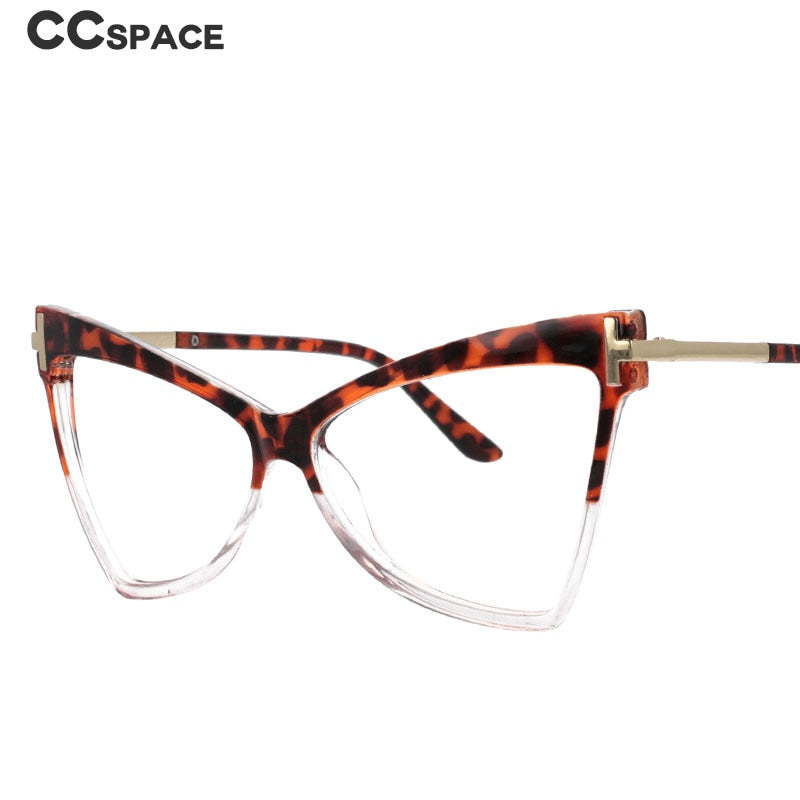 CCSpace Women's Full Rim Oversized Cat Eye Resin Alloy Frame Eyeglasses 51039 Full Rim CCspace   