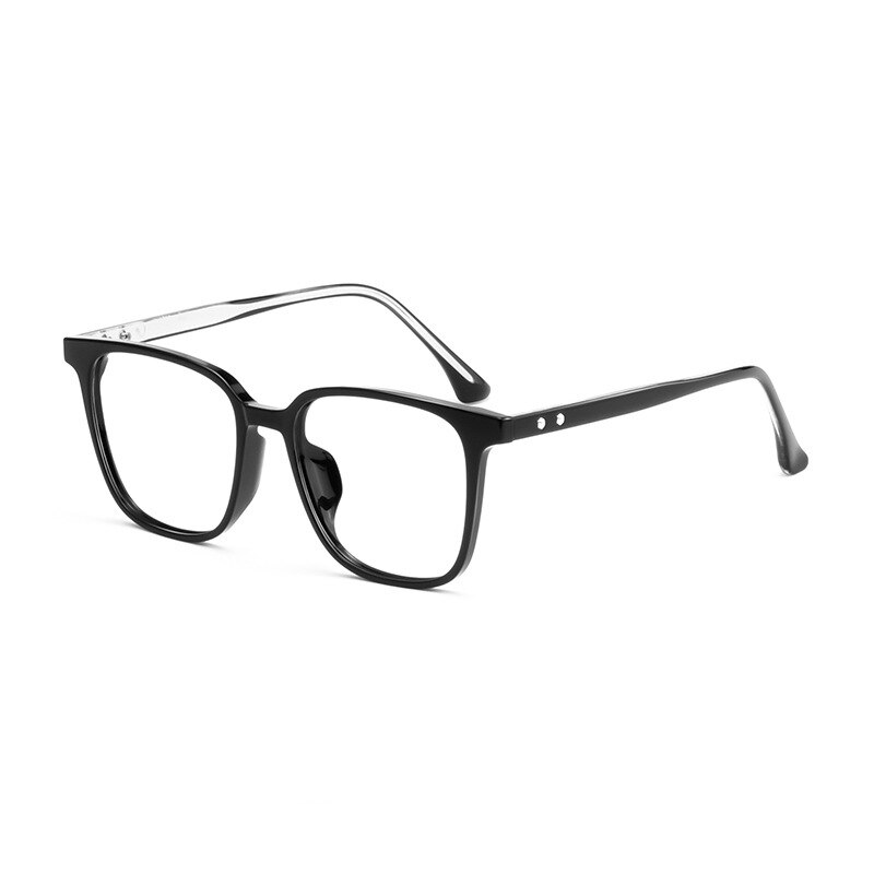 KatKani Unisex Full Rim Acetate Square Frame Eyeglasses 1008b Full Rim KatKani Eyeglasses Bright Black  