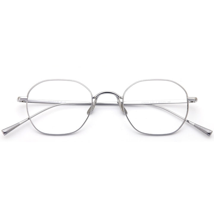 Muzz Unisex Full Rim Polygonal Square Titanium Frame Eyeglasses 8056 Full Rim Muzz Silver  