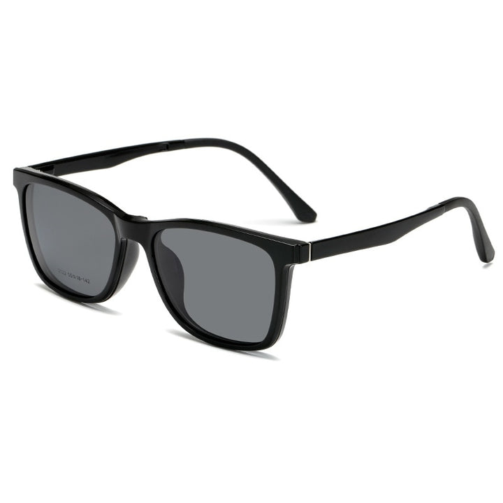 Yimaruili Unisex Full Rim TR 90 Resin Eyeglasses With Polarized Magnetic Clip On Sunglasses 2122 Clip On Sunglasses Yimaruili Eyeglasses Matte Black C2  