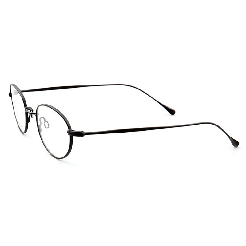 Unisex Titanium Alloy Eyeglasses Small Oval Frame Frame Bolluzzy black  