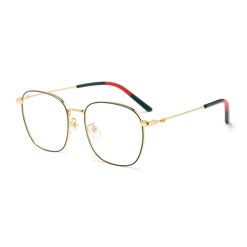 Yimaruili Unisex Full Rim Titanium Frame Eyeglasses 7525 Full Rim Yimaruili Eyeglasses Black Gold  
