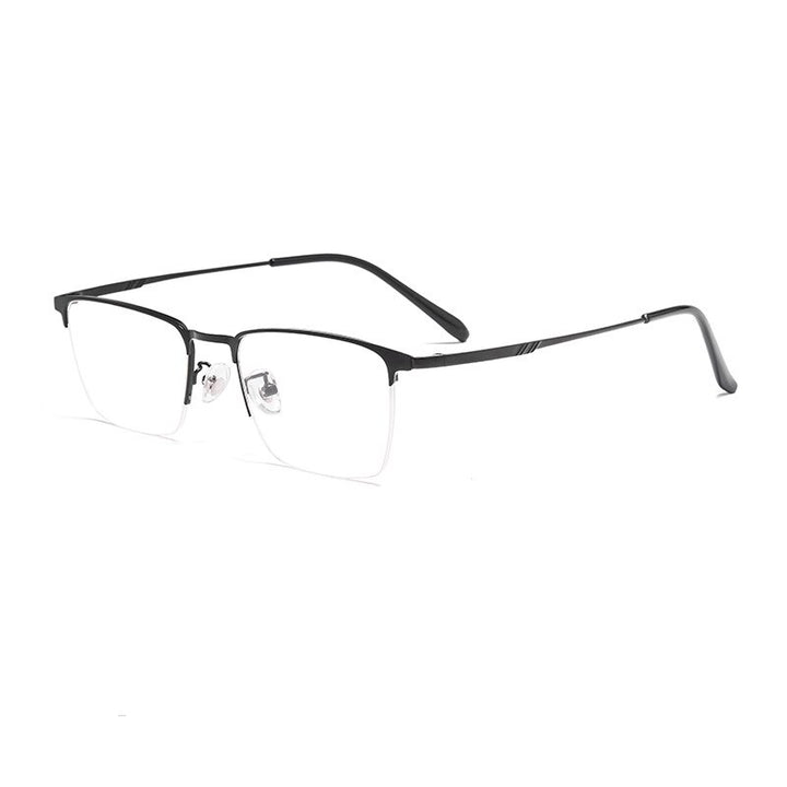 KatKani Men's Semi Rim Alloy Square Frame Eyeglasses 0645d Semi Rim KatKani Eyeglasses Matte Black  