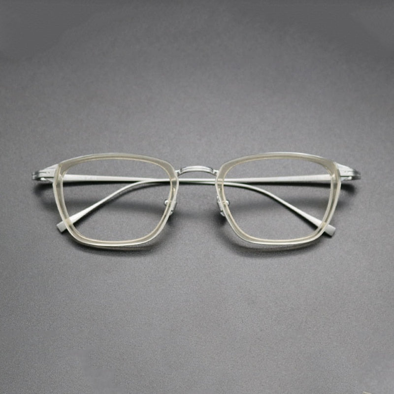 Gatenac Unisex Full Rim Square Acetate Titanium Frame Eyeglasses Gxyj548 Full Rim Gatenac 4  