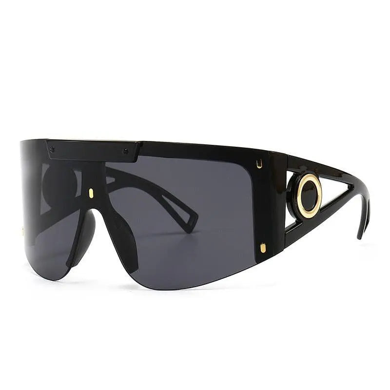CCspace Unisex Full Rim Oversized Square One Lens Resin Frame Sunglasses 46626 - C1Black