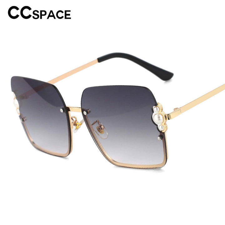 CCSpace Women's Semi Rim Oversized Square Resin Pearl Frame Sunglasses 53568 Sunglasses CCspace Sunglasses   