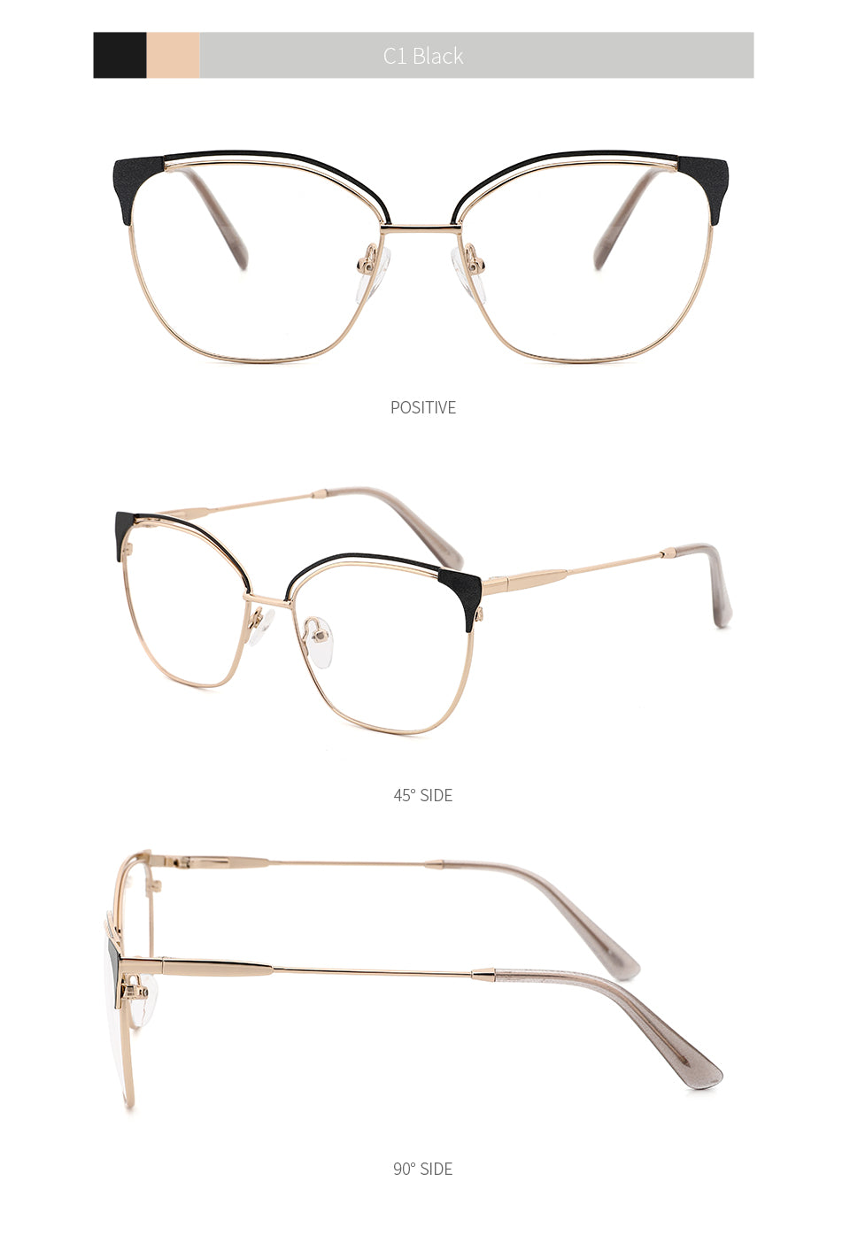Kansept Women's Full Rim Cat Eye Stainless Steel Frame Eyeglasses Mg3532 Full Rim Kansept   