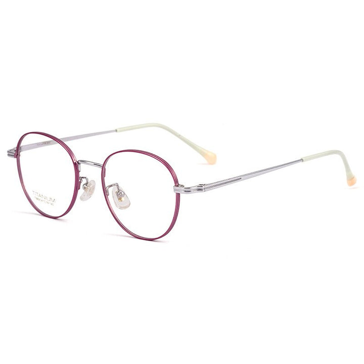 Aissuarvey Titanium Round Full Rim Frame Unisex Eyeglasses T8805 Full Rim Aissuarvey Eyeglasses Purple  