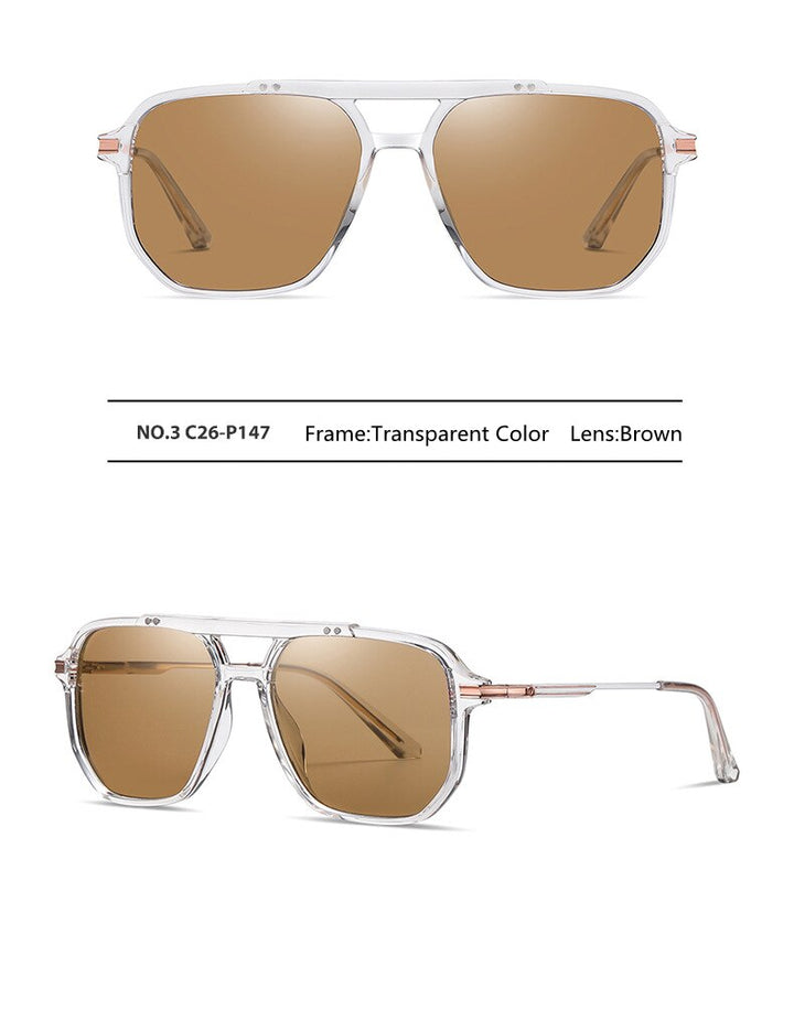 KatKani Men's Full Rim Double Bridge TR 90 Plated Alloy Frame Polarized Sunglasses Trzc802 Sunglasses KatKani Sunglasses   