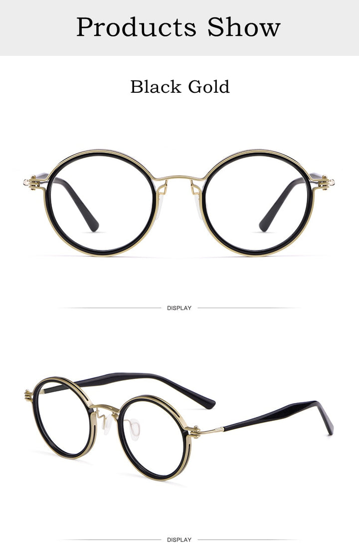 Yimaruili Unisex Full Rim Round Titanium Frame Eyeglasses H33088 Full Rim Yimaruili Eyeglasses   
