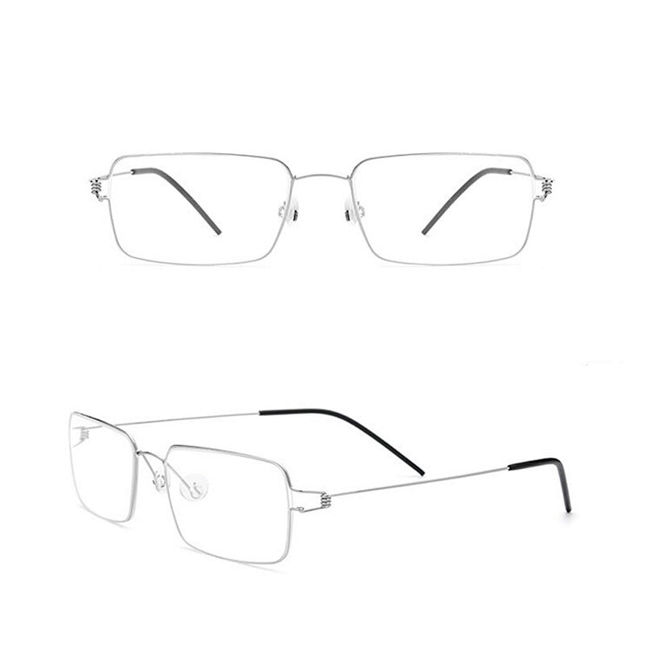 Yimaruili Unisex Full Rim Screwless Titanium Alloy Frame Eyeglasses 28606 Full Rim Yimaruili Eyeglasses Silver  