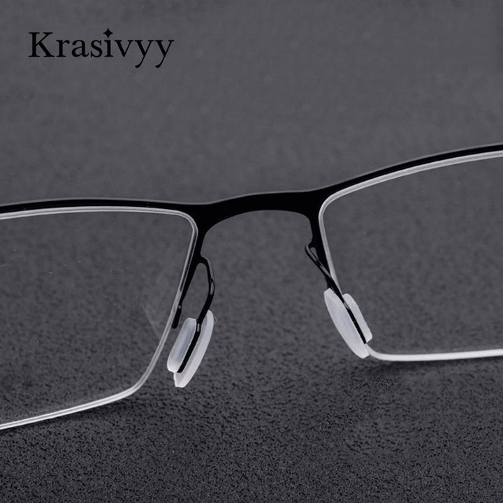 Krasivyy Men's Semi Rim Square Titanium Alloy Eyeglasses Kr62611 Semi Rim Krasivyy   