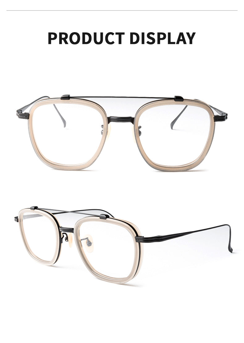 Muzz Unisex Full Rim Square Titanium Acetate Frame Eyeglasses 5209 Full Rim Muzz Khaki  