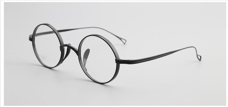 Muzz Men's Full Rim Round Titanium Frame Eyeglasses 10518 Full Rim Muzz Black  