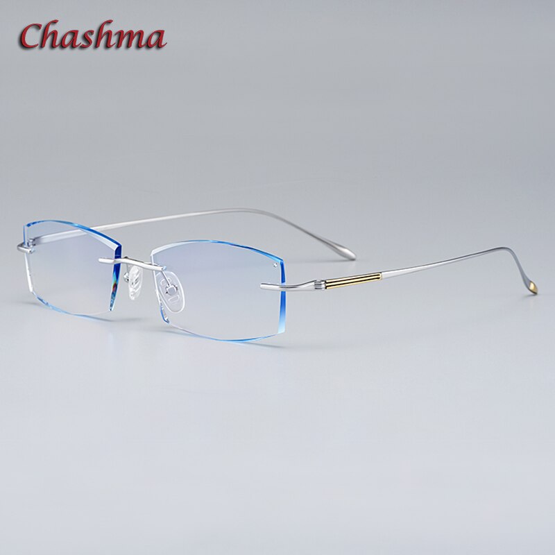 Chashma Ochki Women's Rimless Irregular Square Titanium Eyeglasses Rimless Chashma Ochki Silver  
