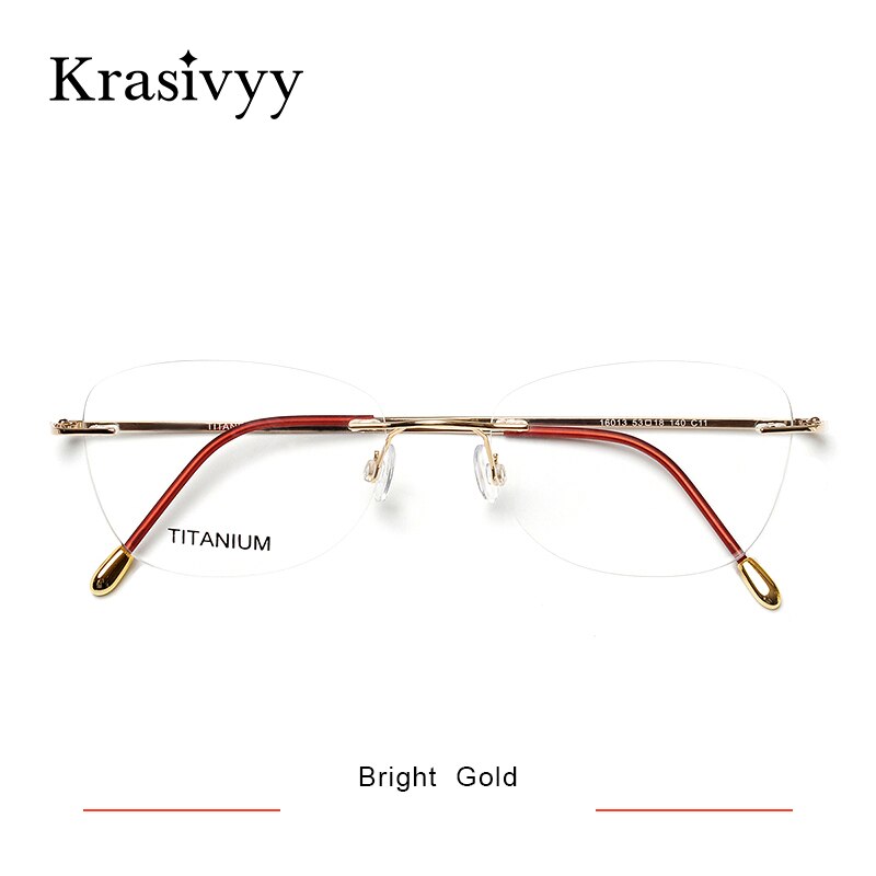 Krasivyy Unisex Rimless Square Titanium Eyeglasses Kr16013 Rimless Krasivyy Bright Gold  